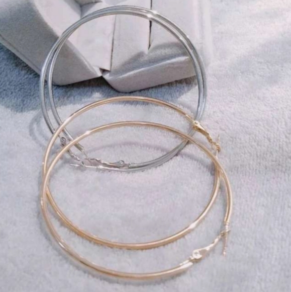 HUGE 10 CM WIDE HOOP ROSE GOLD EARRINGS - Picture 3 of 3